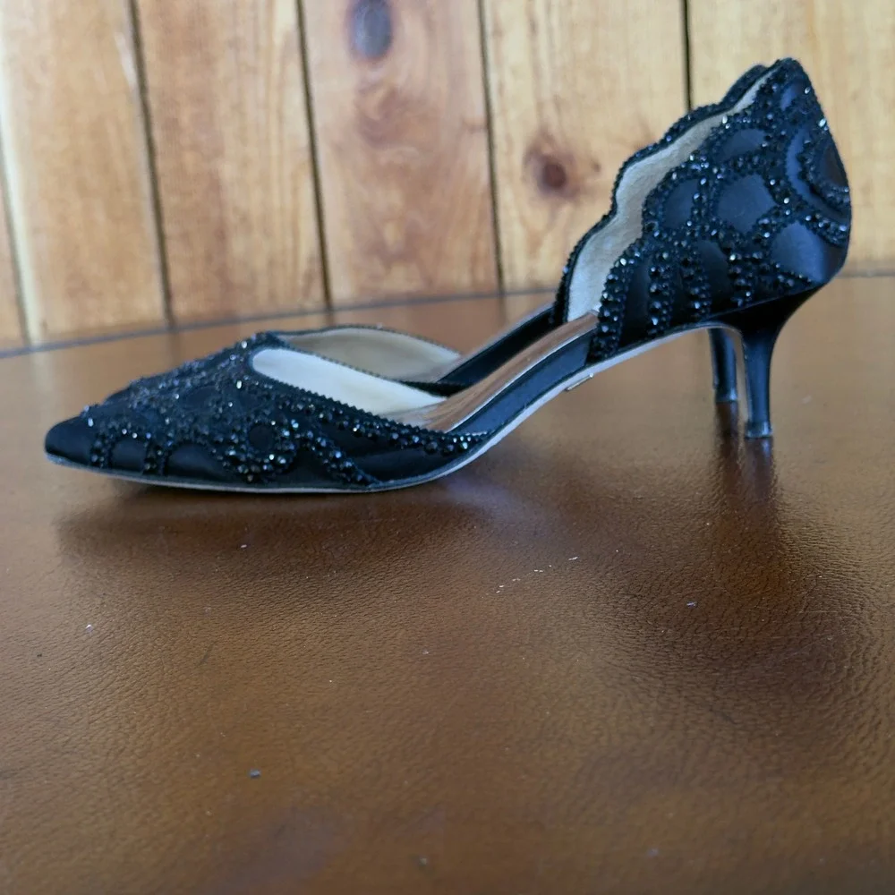 Bagley Mischka Ginny Black Embellished Pointed Toe Dress Pumps Evening Shoes 8‎